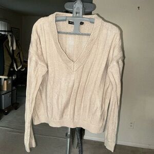 Women's Beige V-Neck Sweater